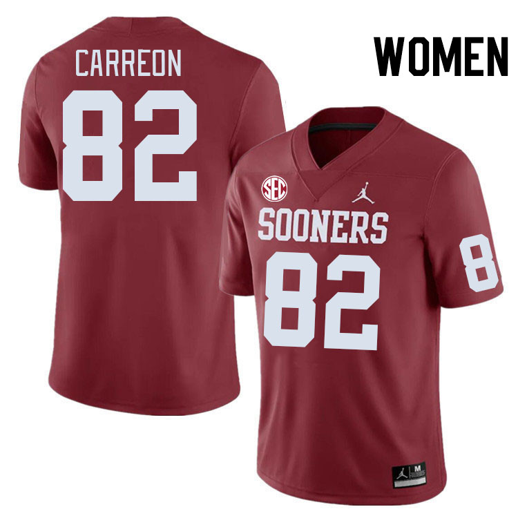 Women #82 Ivan Carreon Oklahoma Sooners 2024 SEC Conference College Football Jerseys-Crimson